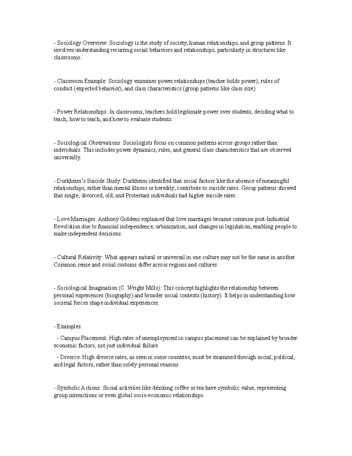 Sos nptel 1 - these are week 1 notes - Sociology Overview: Sociology is ...