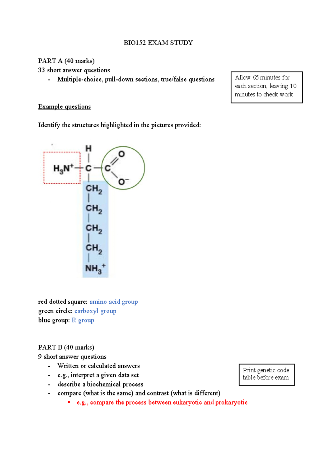 BIO152 EXAM Study - BIO152 EXAM STUDY PART A (40 Marks) 33 Short Answer ...