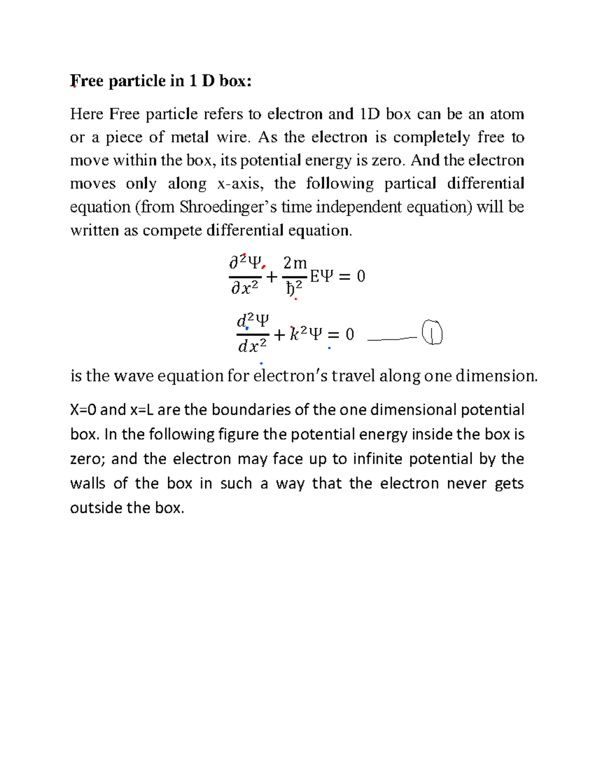 Free Particle in 1D Box - Free particle in 1 D box: Here Free particle ...