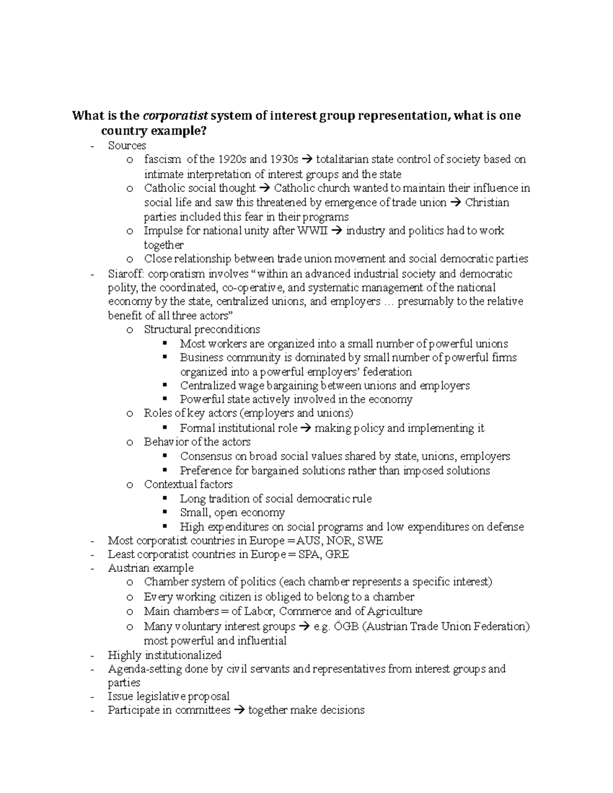 Corporatist vs pluralist system What is the corporatist system of