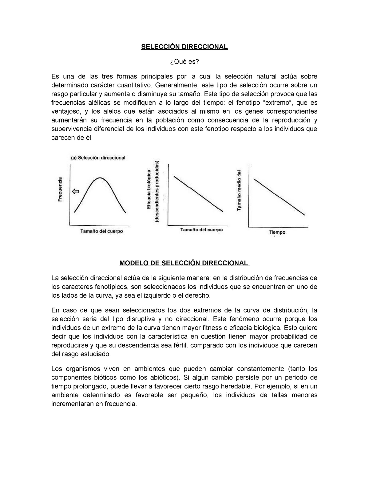 ejemplos de seleccion direccional en animales