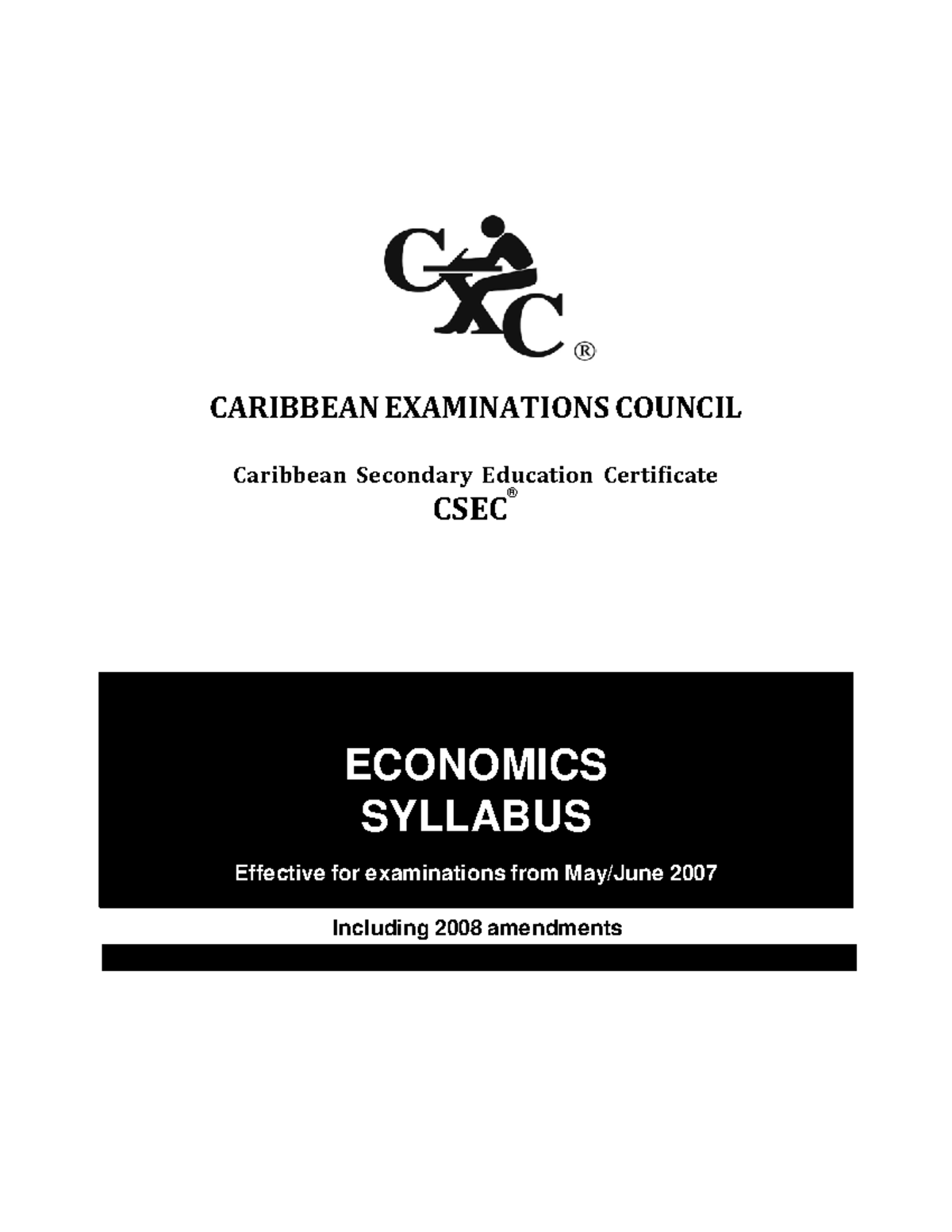 CSEC Economics - history - CARIBBEAN EXAMINATIONS COUNCIL Caribbean ...