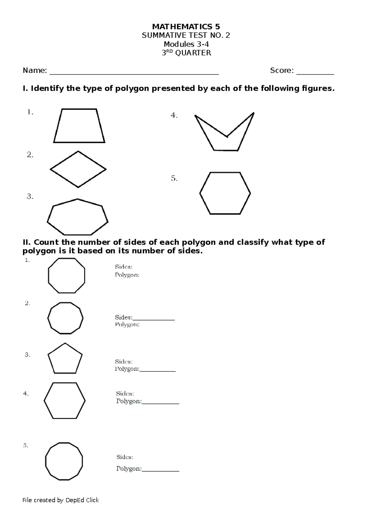 MATH5 ST2 Q3 - Periodical - MATHEMATICS 5 SUMMATIVE TEST NO. 2 Modules ...