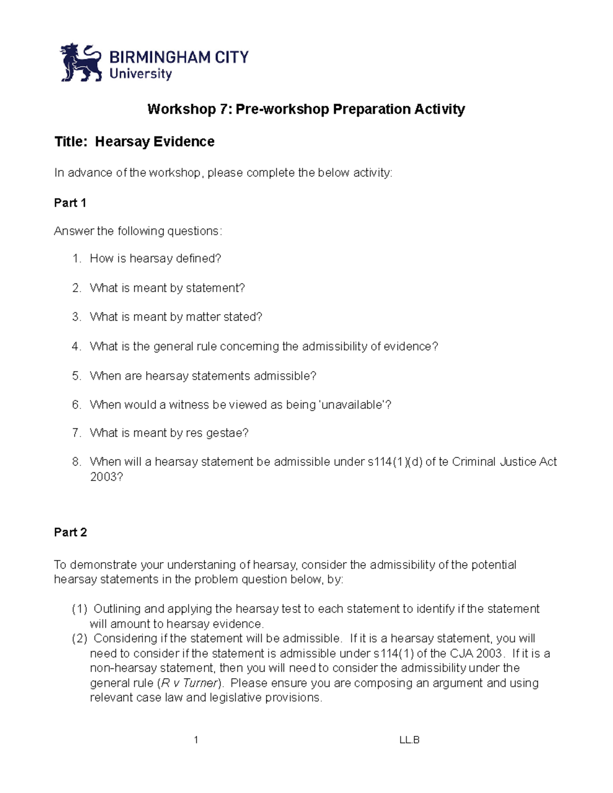 Pre-workshop preparation activities - Workshop 7: Pre-workshop ...