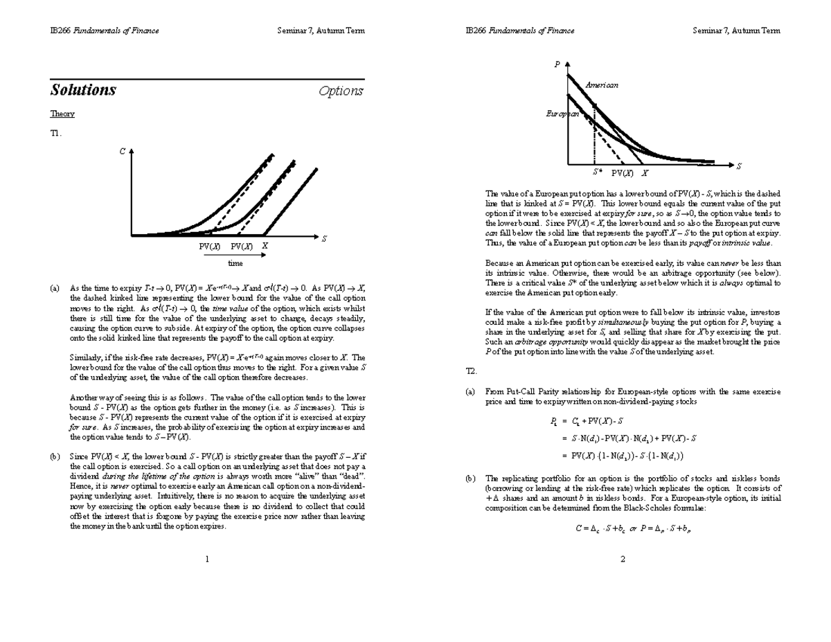 IB266 seminar 7 As - _________________________ Solutions Options Theory ...