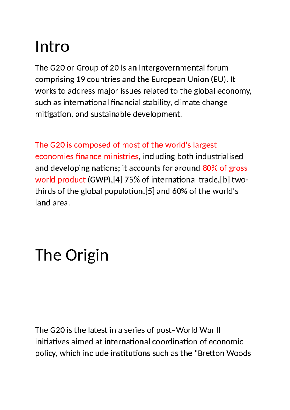 Algorithim - I need to download - Intro The G20 or Group of 20 is an ...