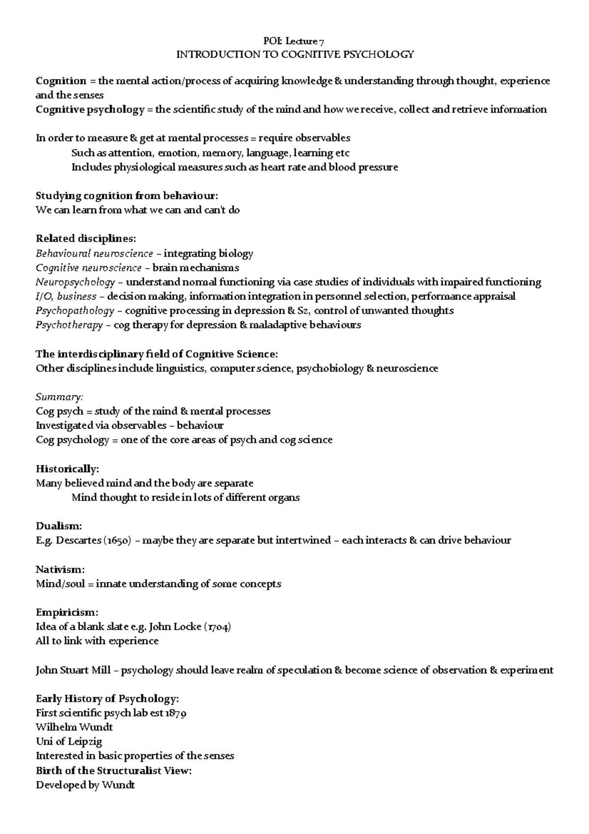 Introduction to Cognitive Psychology - INTRODUCTION TO COGNITIVE ...