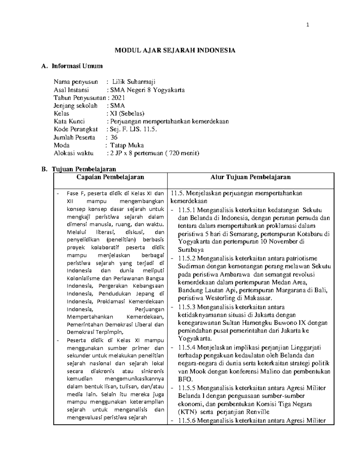 RPP P - Rencana Pelaksanaan Pembelajaran - MODUL AJAR SEJARAH INDONESIA ...