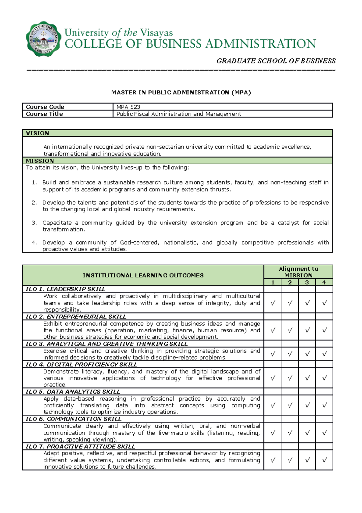 MPA 523 Public Fiscal Administration and Management 2 - MASTER IN ...