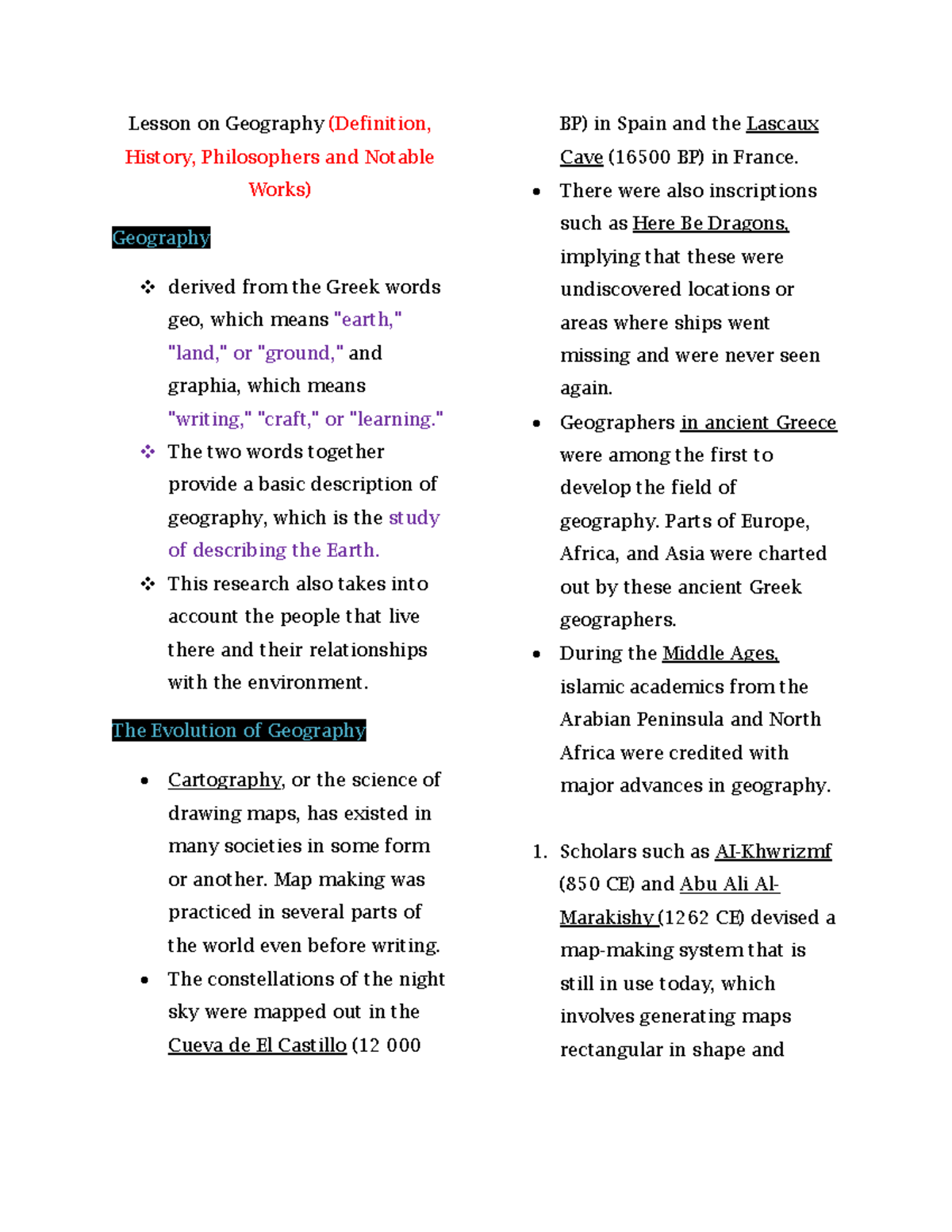 Lesson 1-3 Geography notes - Lesson on Geography (Definition, History ...