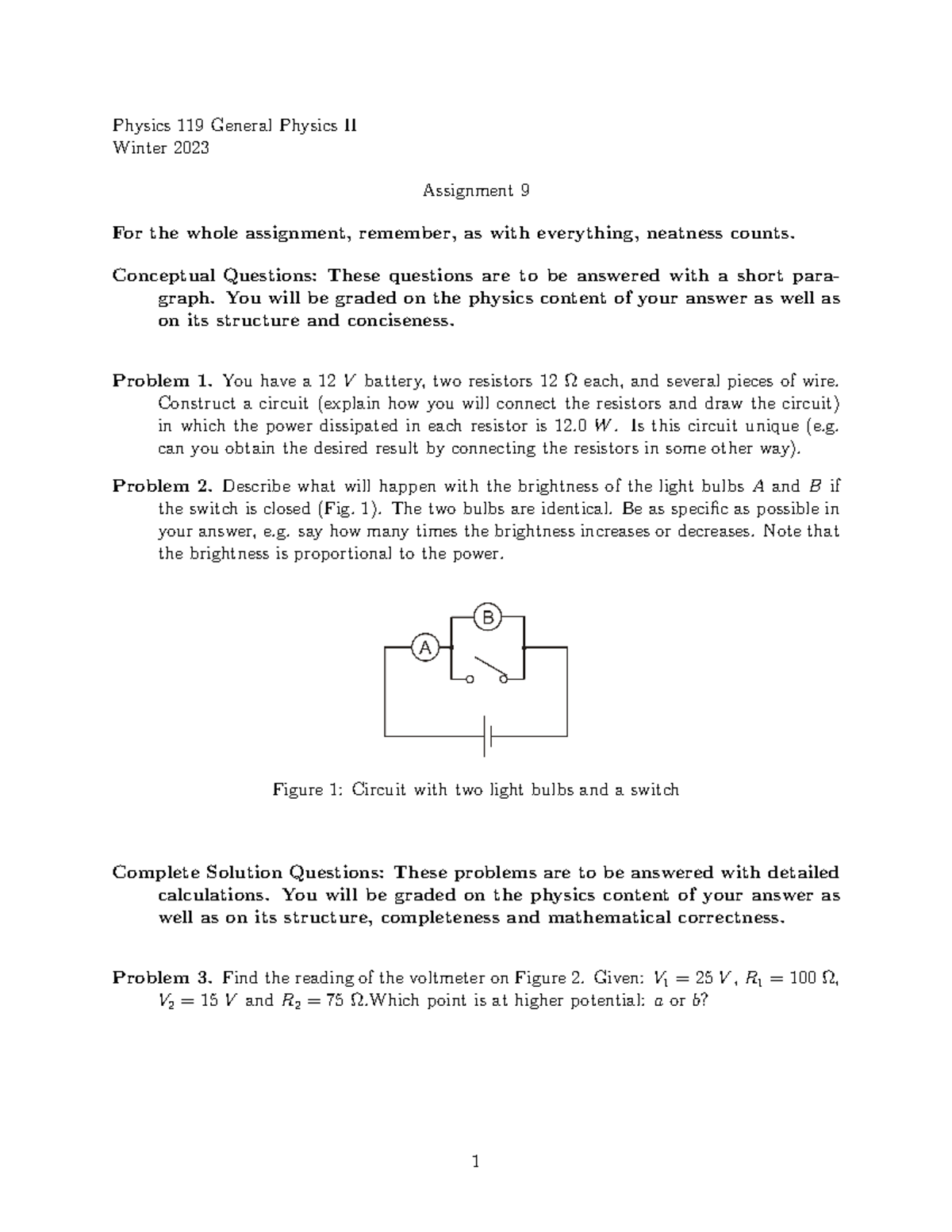 physics assignment 9th week