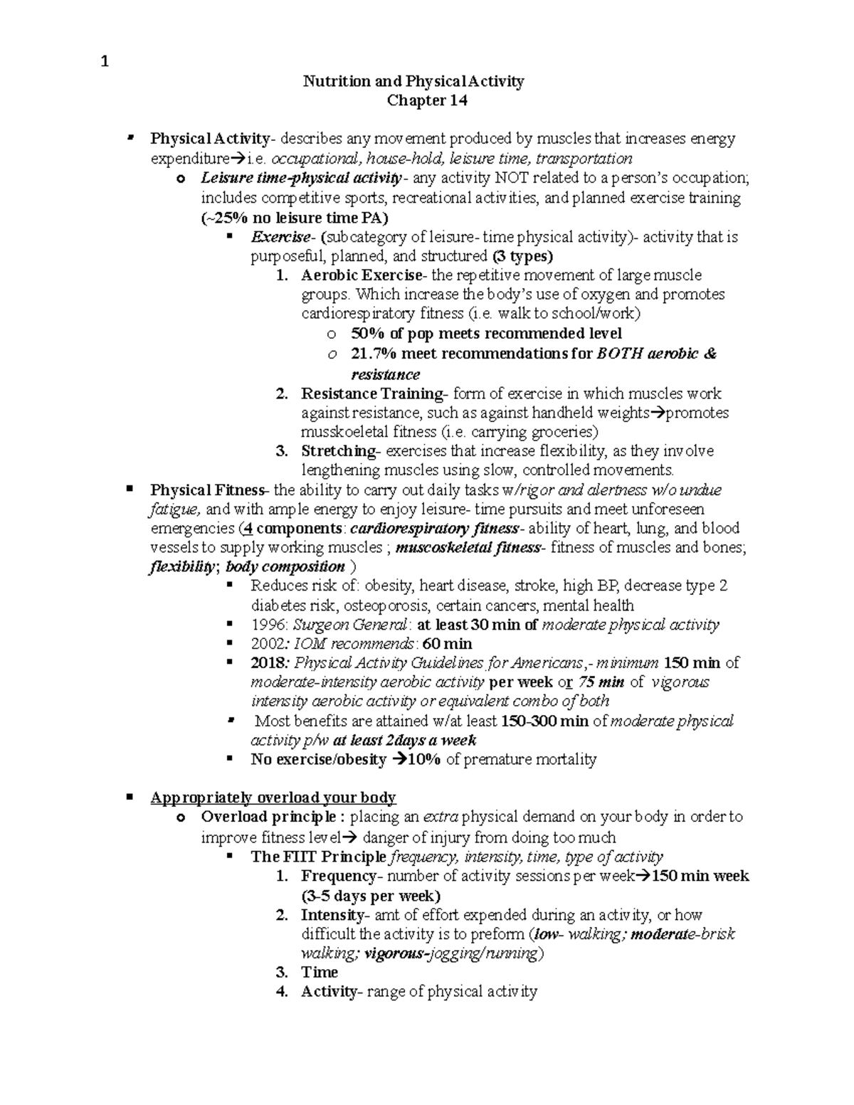 Nutrition-Food Studies 119- Chapter 14 - Nutrition and Physical ...