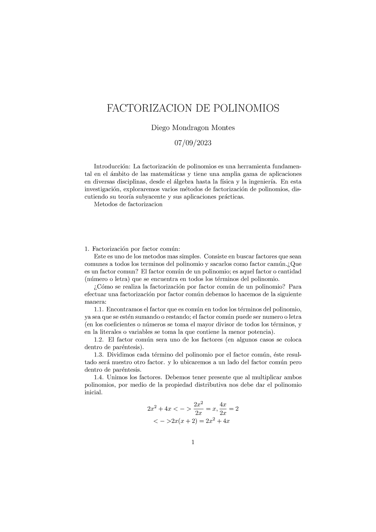 Metodos De Factorizaci N De Polinomios - FACTORIZACION DE POLINOMIOS ...