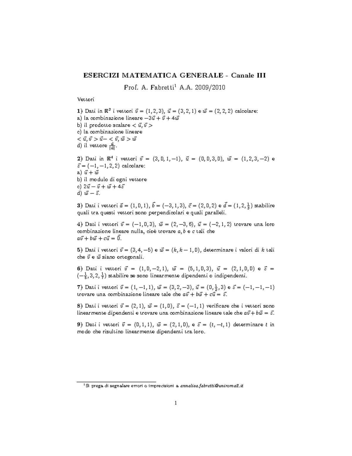 Esercizi Vettori E Sistemi 2014 09 25 17 12 24 - ESERCIZI MATEMATICA ...