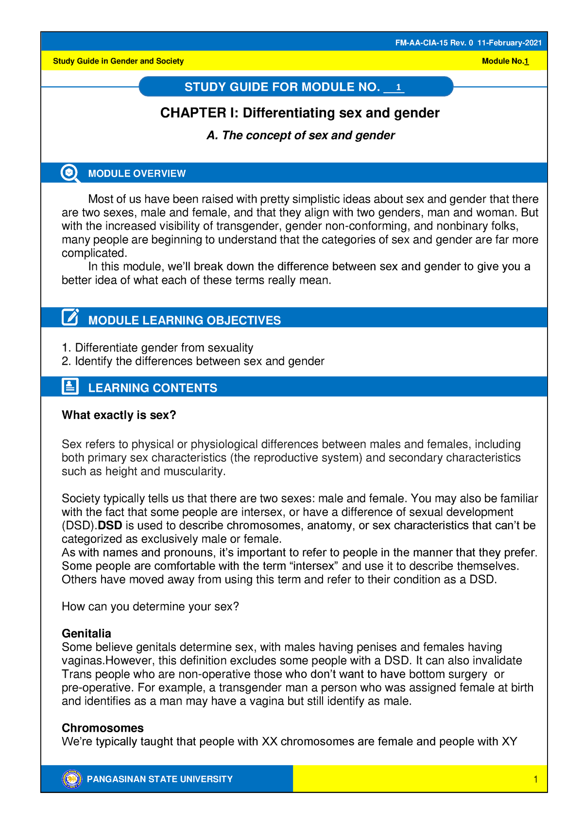 GEE2-Module-1 Sex-and-Gender - PANGASINAN STATE UNIVERSITY Study Guide ...