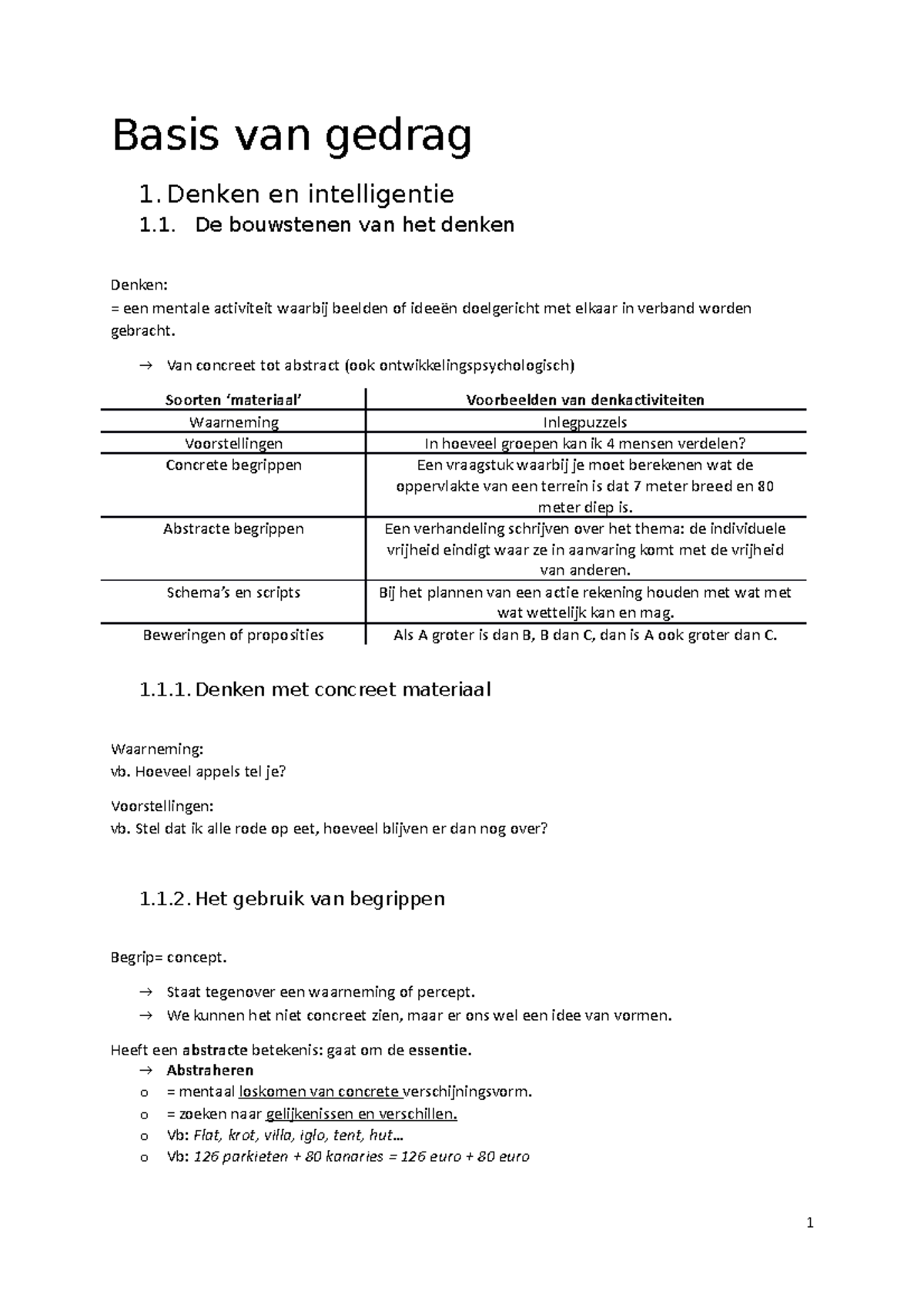 Basis Van Gedrag 10 Intelligentie - Basis Van Gedrag 1. Denken En ...