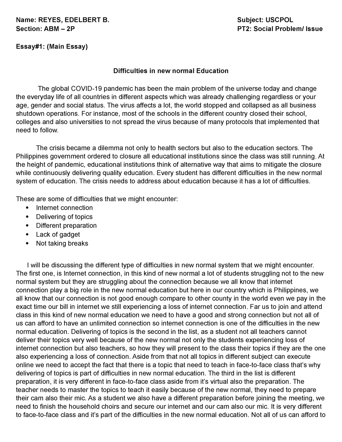 polsoc essay marking scheme