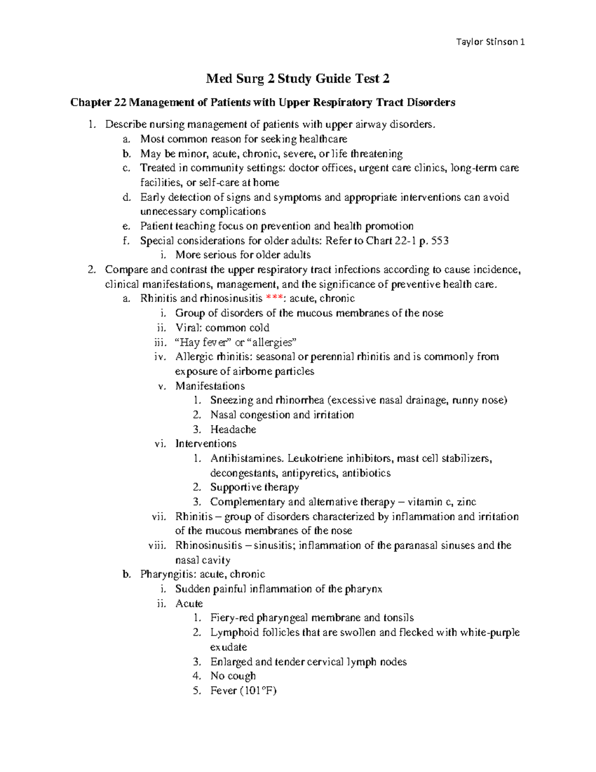 Med Surg 2 Study Guide Test 2 - Med Surg 2 Study Guide Test 2 Chapter ...