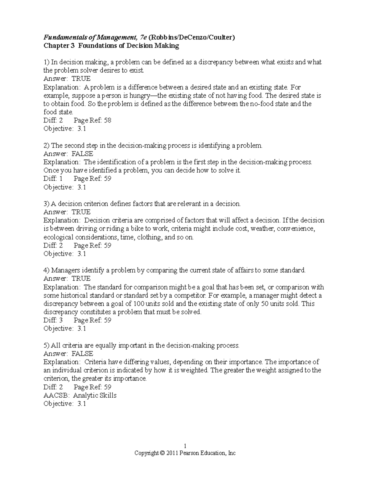 Chapter 3 Foundations of Decision Making - Fundamentals of Management ...