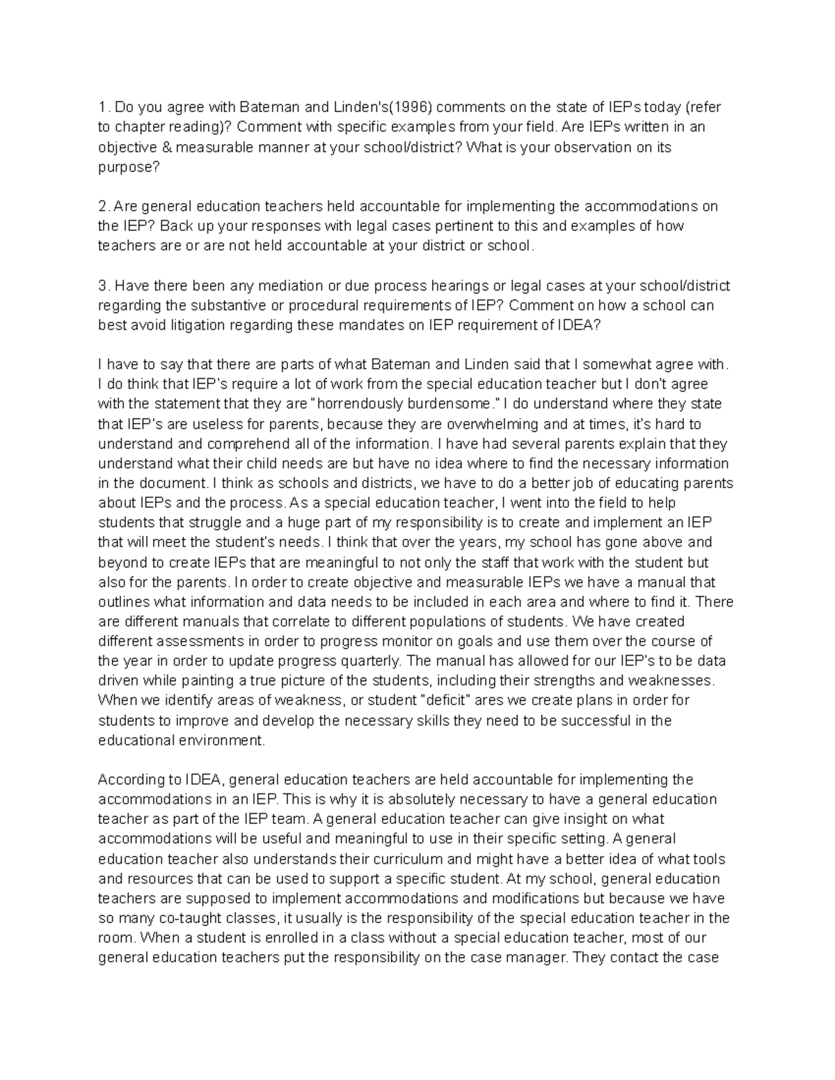 IEP good esampels Do you agree with Bateman and Linden's(1996