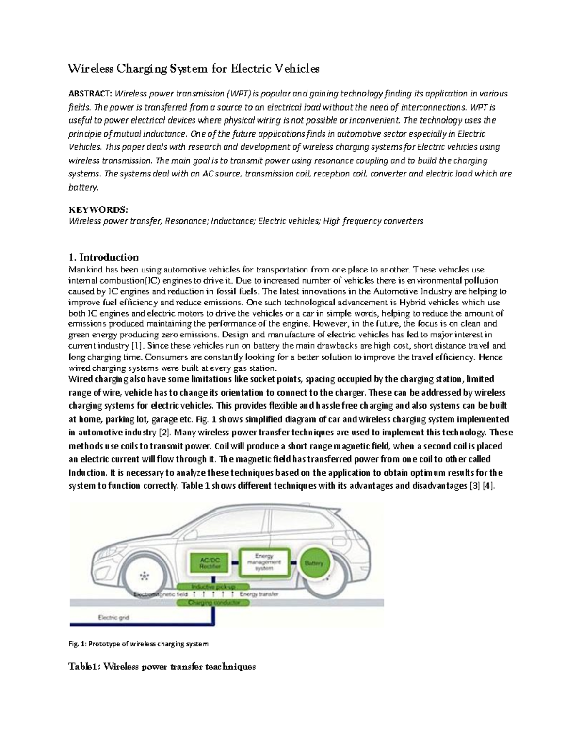 Wireless Charging project Wireless Charging System for Electric