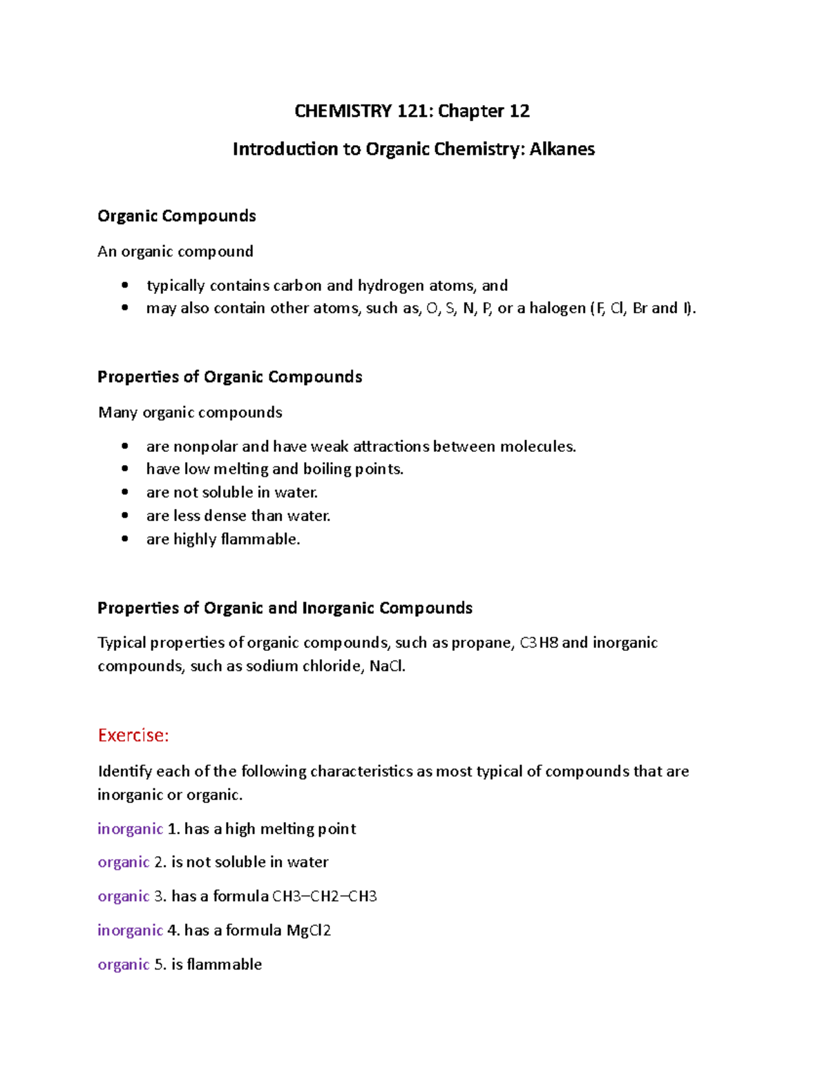 CHE 121 Chap12 - Introduction To Organic Chemistry: Alkanes - CHEMISTRY ...