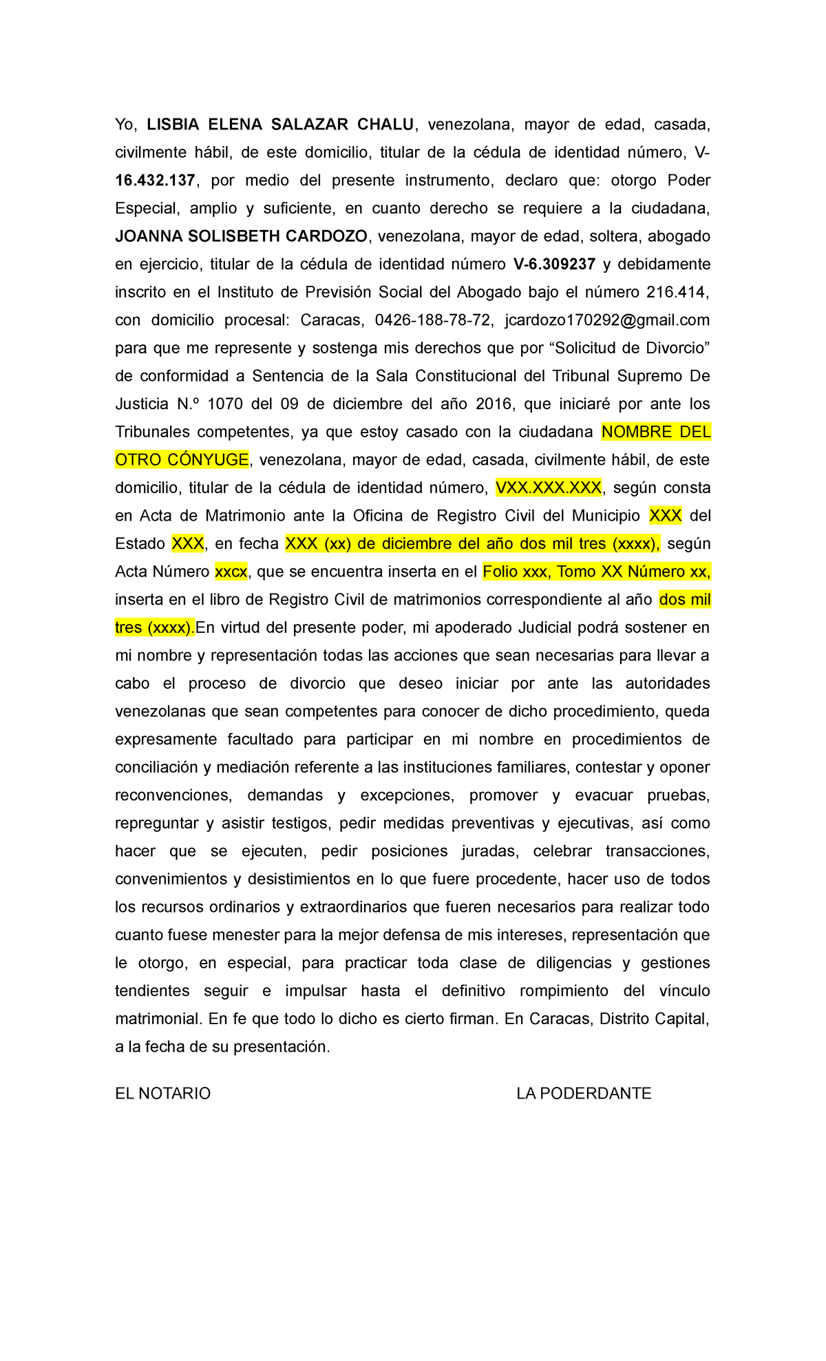 Solicitud DE Divorcio - PARA CONSULTA - Yo, LISBIA ELENA SALAZAR CHALU ...