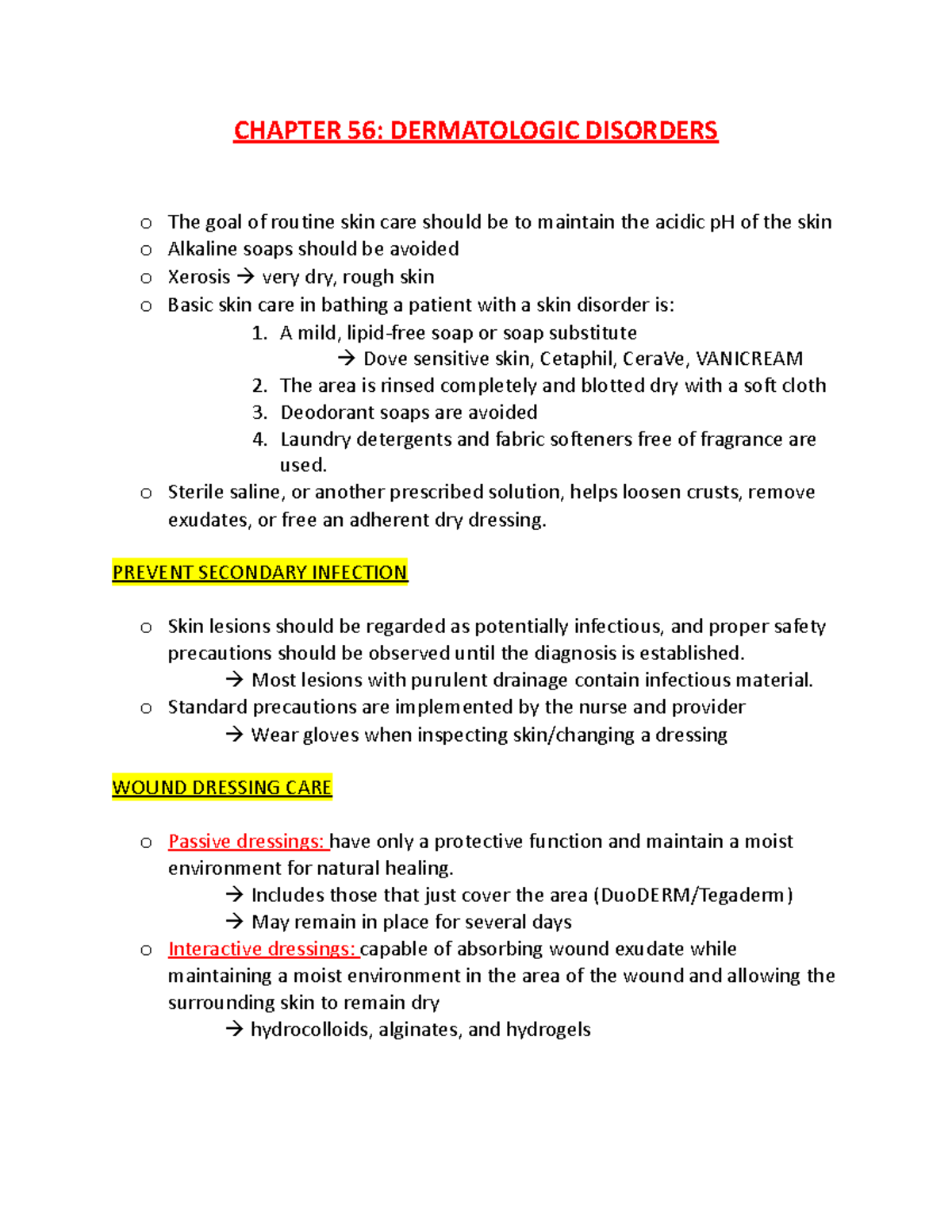 Chapter 56 Med surg CHAPTER 56 DERMATOLOGIC DISORDERS o The goal
