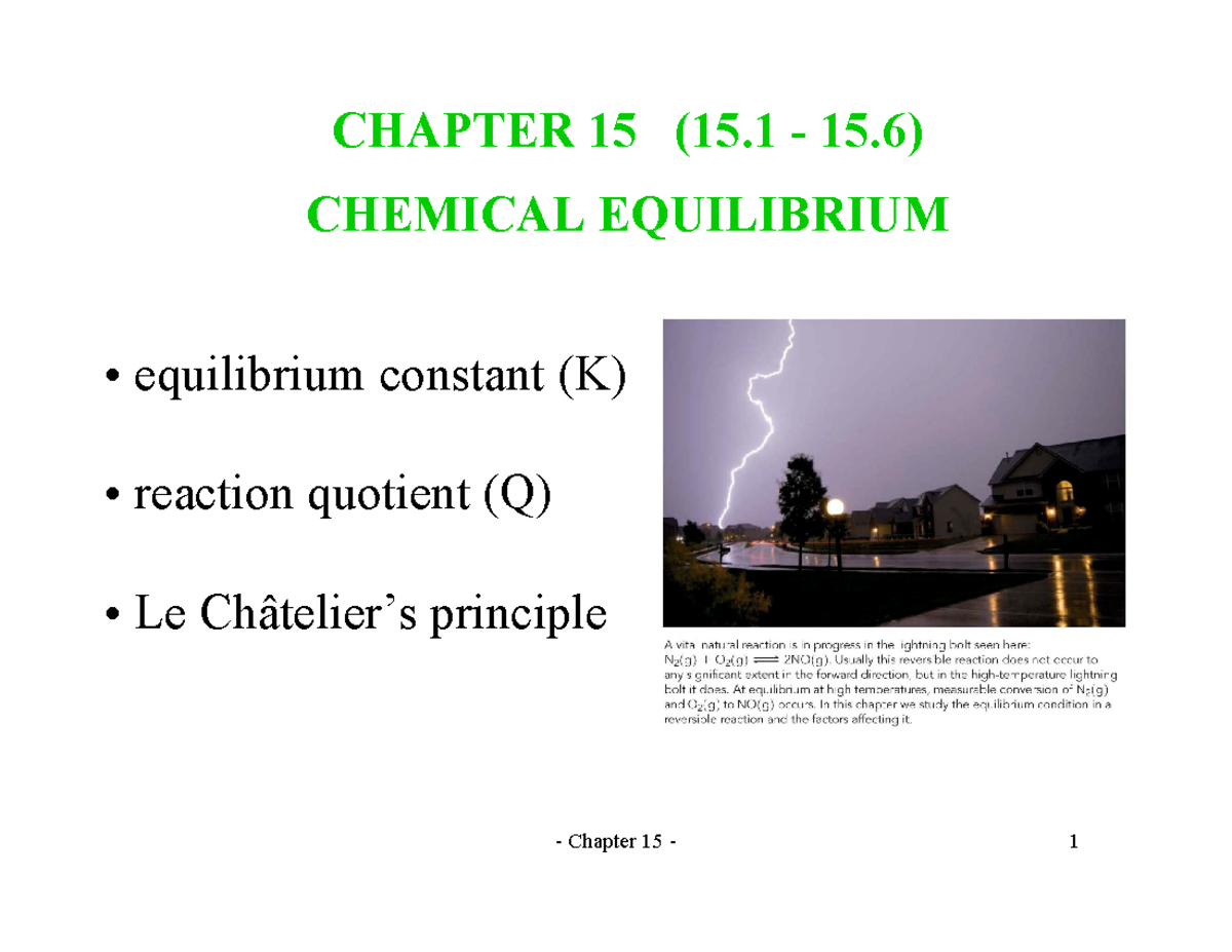 Chapter-15 - CHEM LECTURE NOTES - CHAPTER 15 (15 - 15) CHEMICAL ...