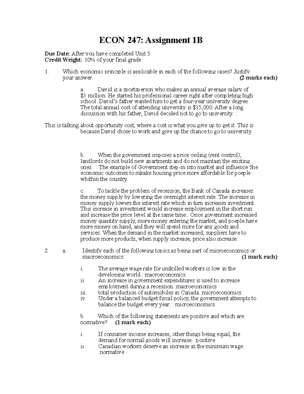ECON247v11 Assignment 1B Mar2021 - Econ 247 - AU - Studocu