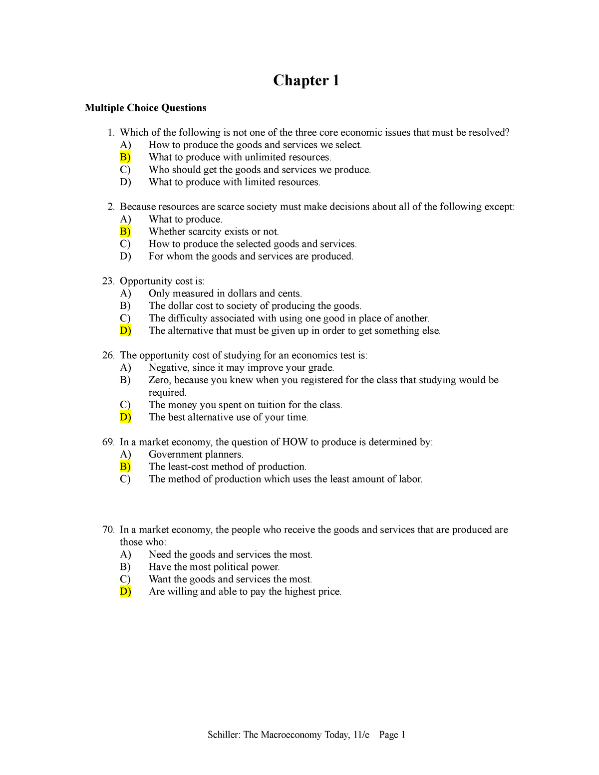 Review Questions-chapter 1-solution - Chapter 1 Multiple Choice ...