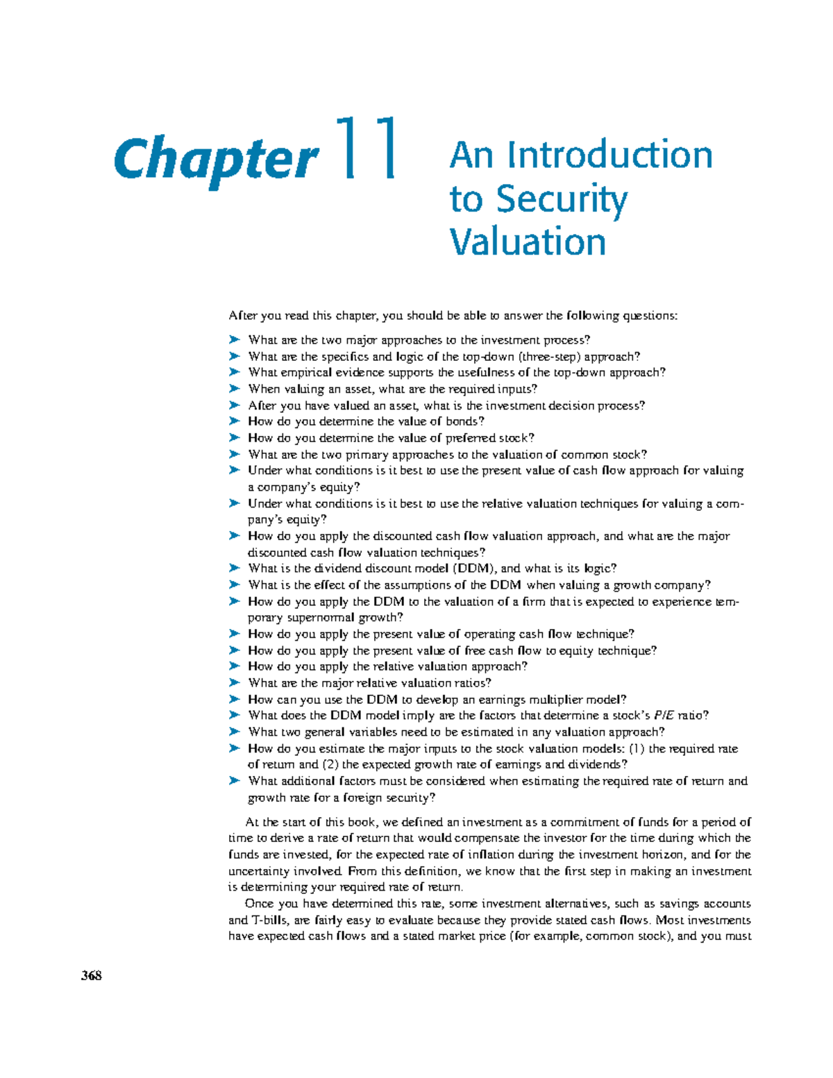 Chapter 11 An Introductionto Security Valuation Chapter 11 An