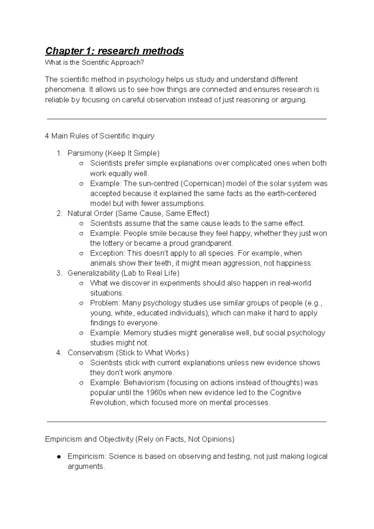 Psych Exam Notes Chapter Research Methods What Is The Scientific