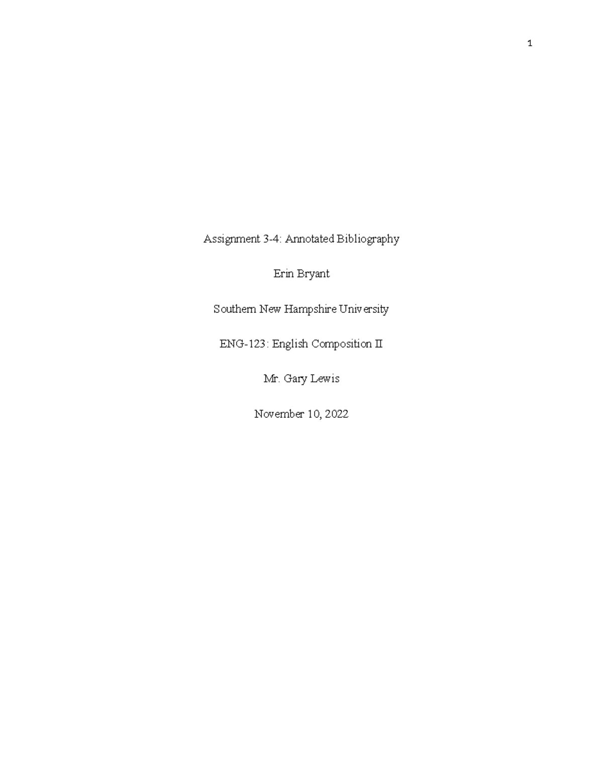 3 4Annotated Bibliography - Assignment 3-4: Annotated Bibliography Erin ...