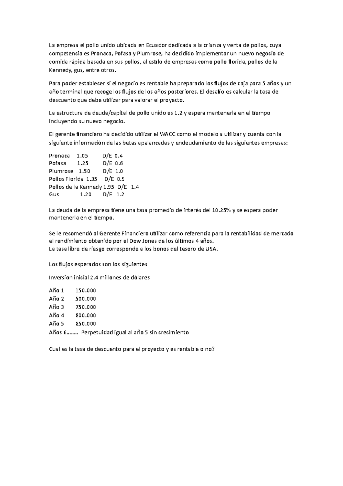 Examen Parcial1 La Empresa El Pollo Unido Ubicada En Ecuador Dedicada 
