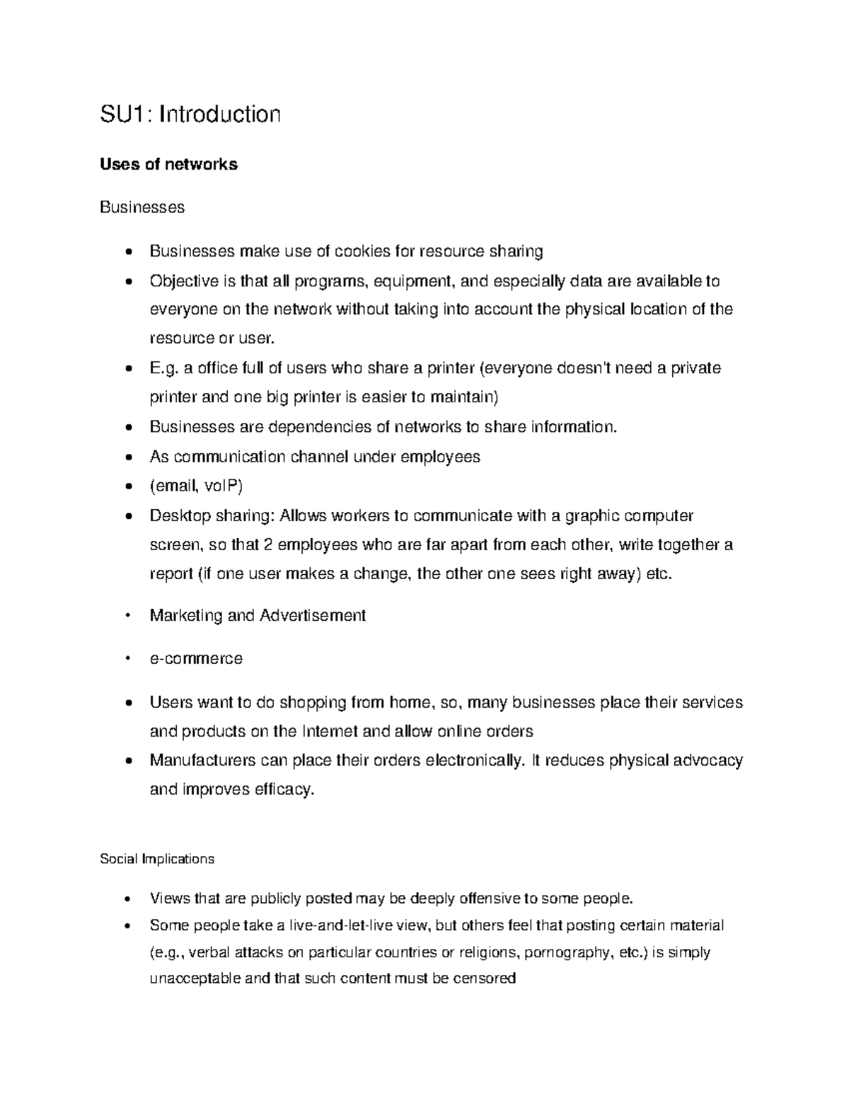 SU1 - Study unit one summary - Computer Networks - SU1: Introduction ...
