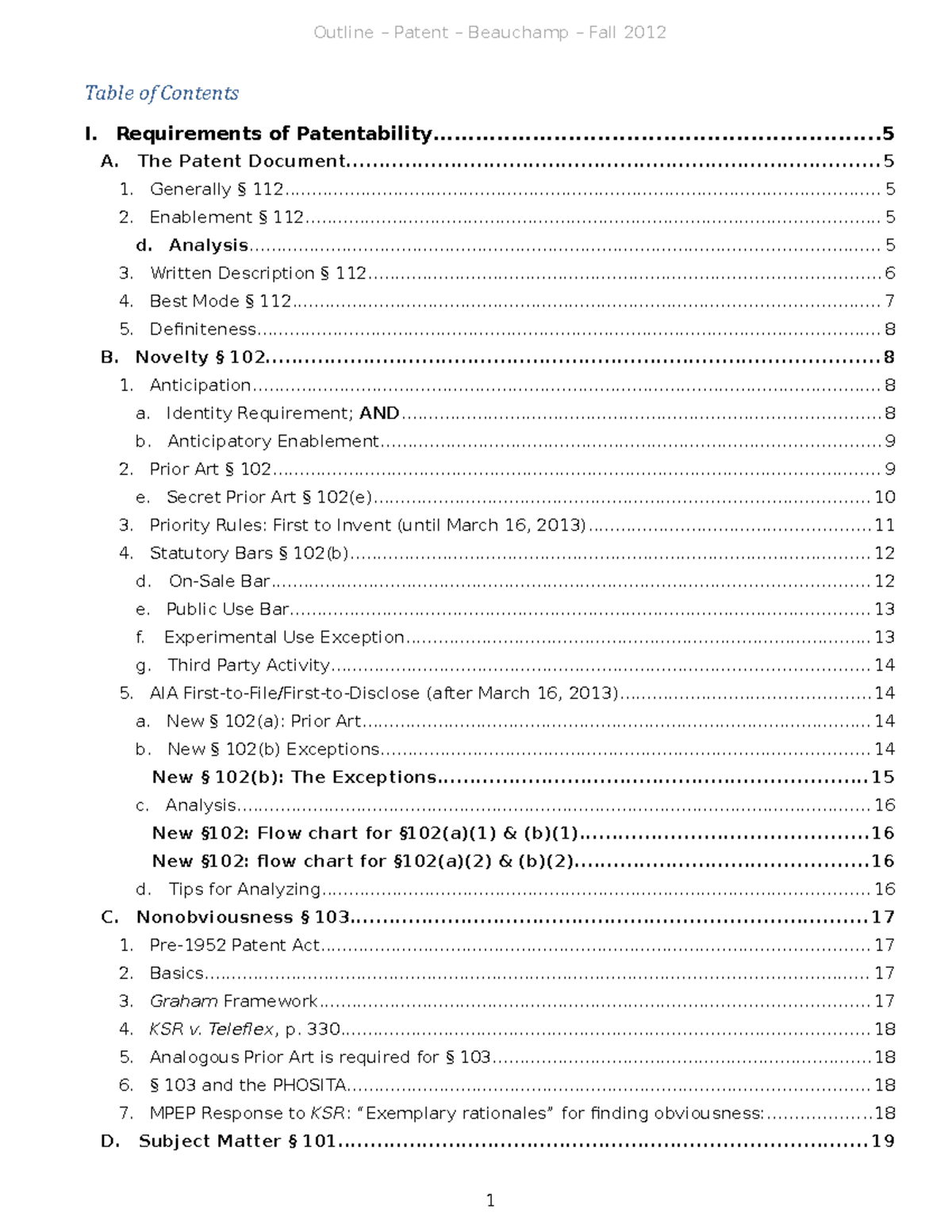Illustration of Patent Outline Search