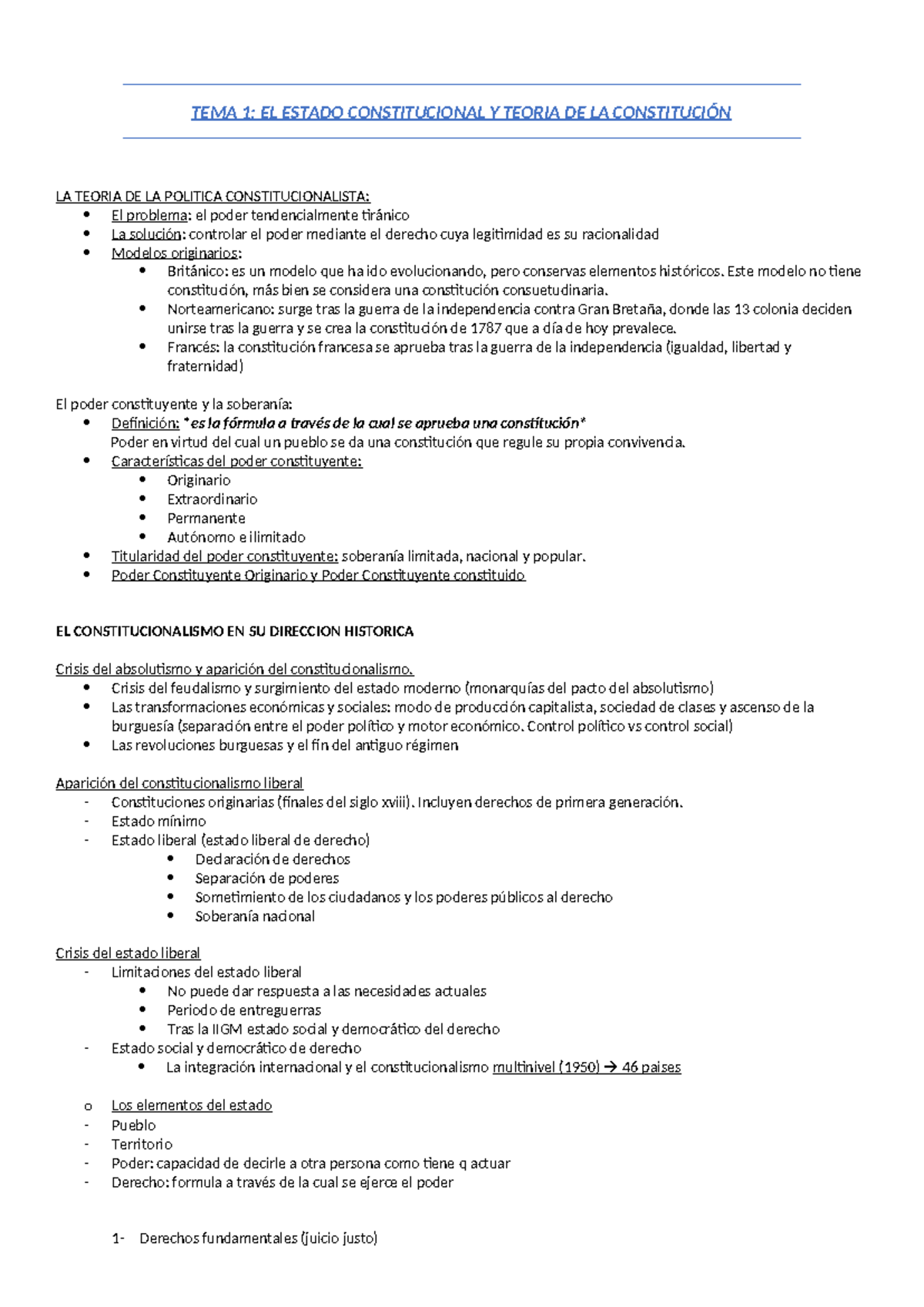 TEMA 1 - PABLO SANCHEZ - TEMA 1: EL ESTADO CONSTITUCIONAL Y TEORIA DE ...