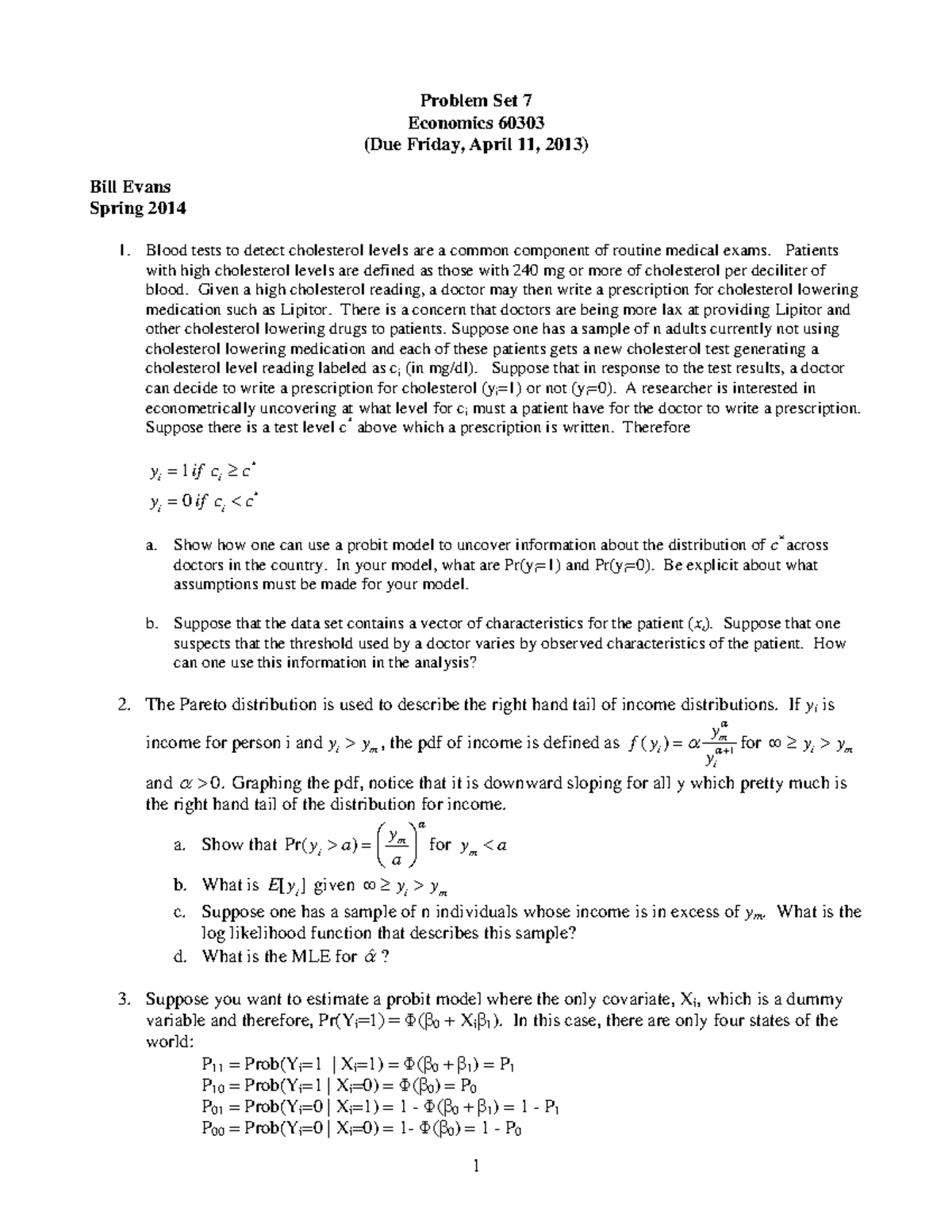 Problem Set 7 William N Evans Studocu
