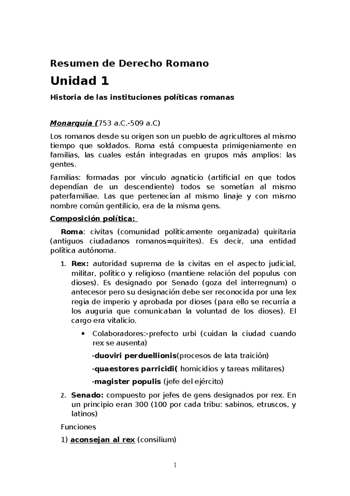 Resumen de Romano - final - Resumen de Derecho Romano Unidad 1 Historia ...