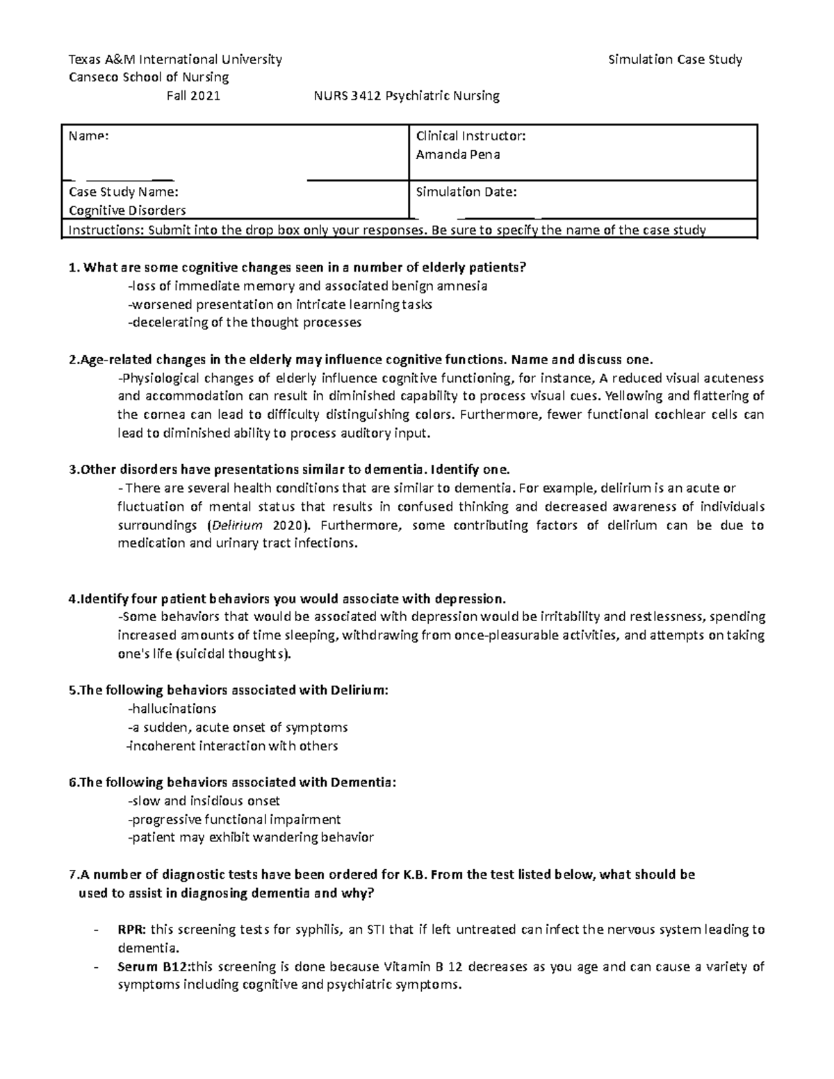 Simulation Case Study Cognitive - Texas A&m International University 