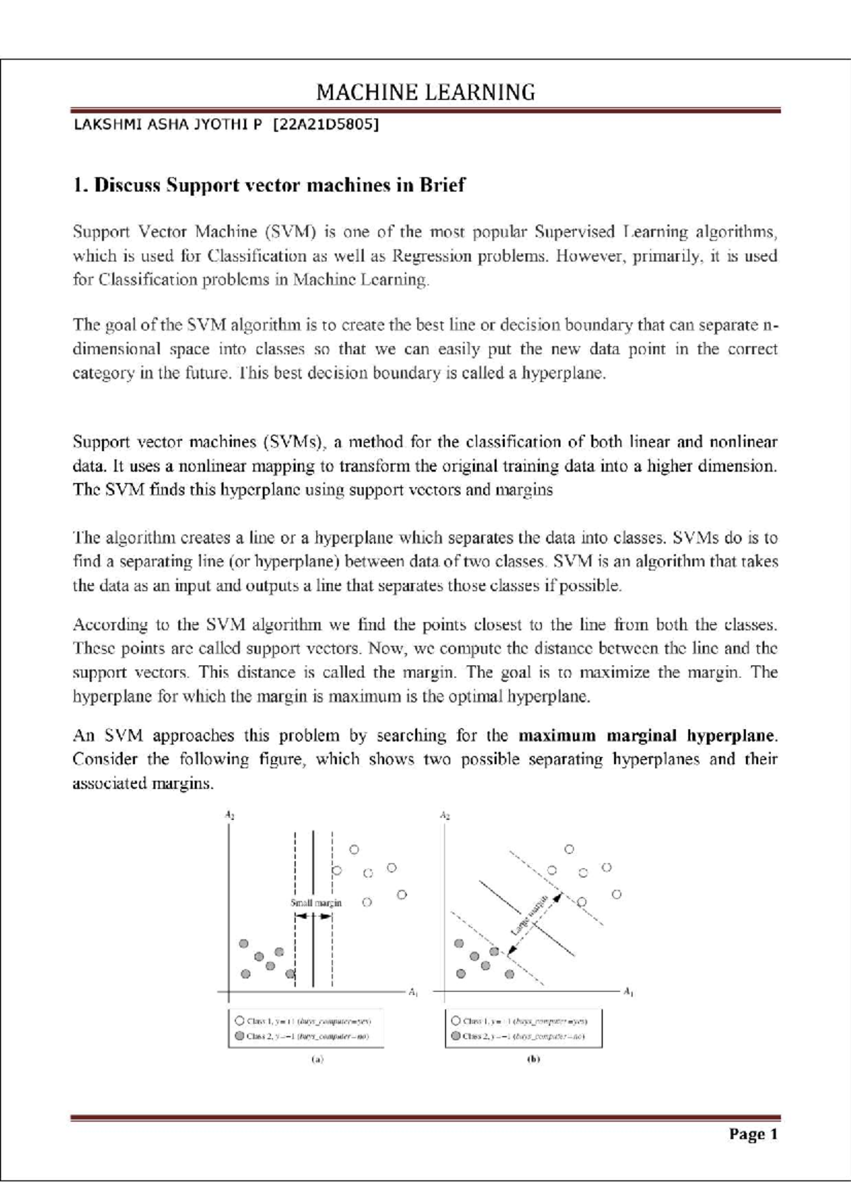 support vector machines - Computer Science and Engineering - Studocu