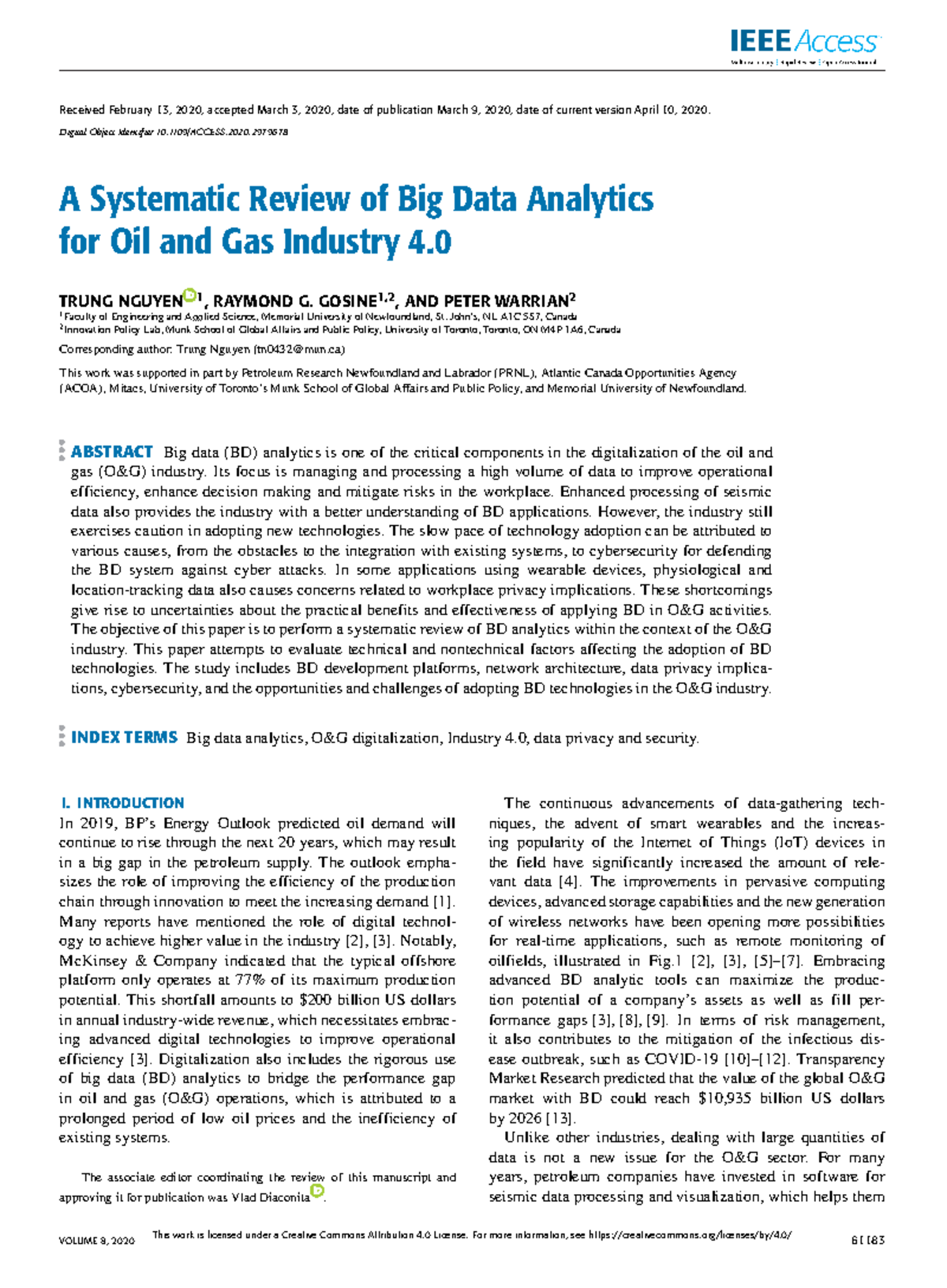 A Systematic Review of Big Data Analytics for Oil and Gas Industry 4 ...