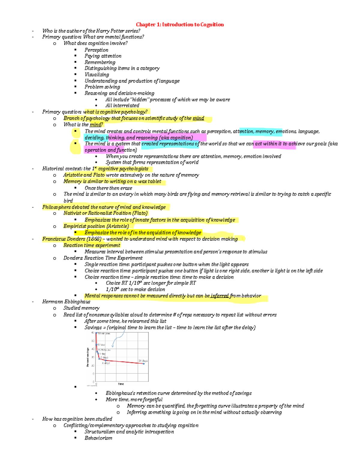 Cognition Unit 1 Lecture Notes - Who is the author of the Harry Potter ...