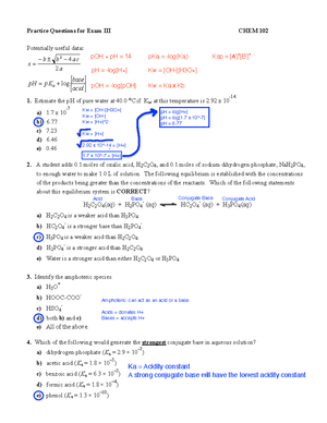 Chem 102 Exam 2 Review Questions - CHEM 102 – Winter 22 Exam 2 Review ...