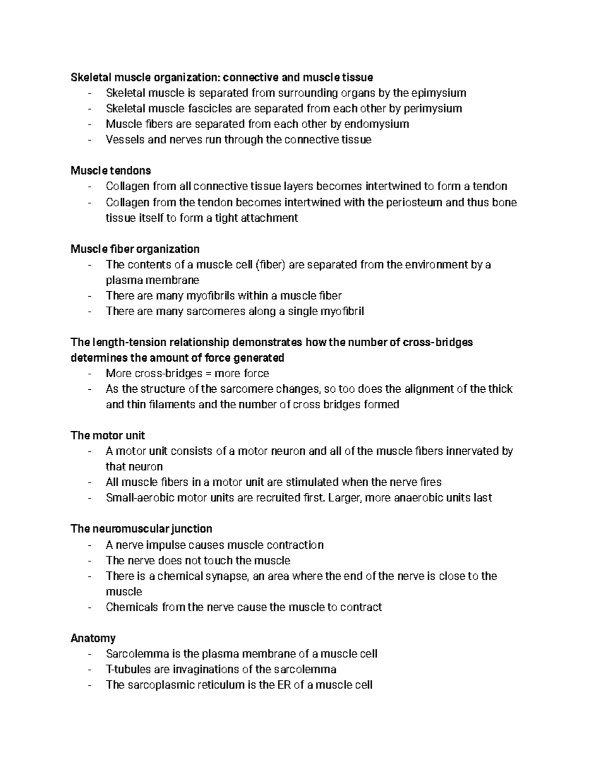 Muscle lecture notes - Skeletal muscle organization: connective and ...