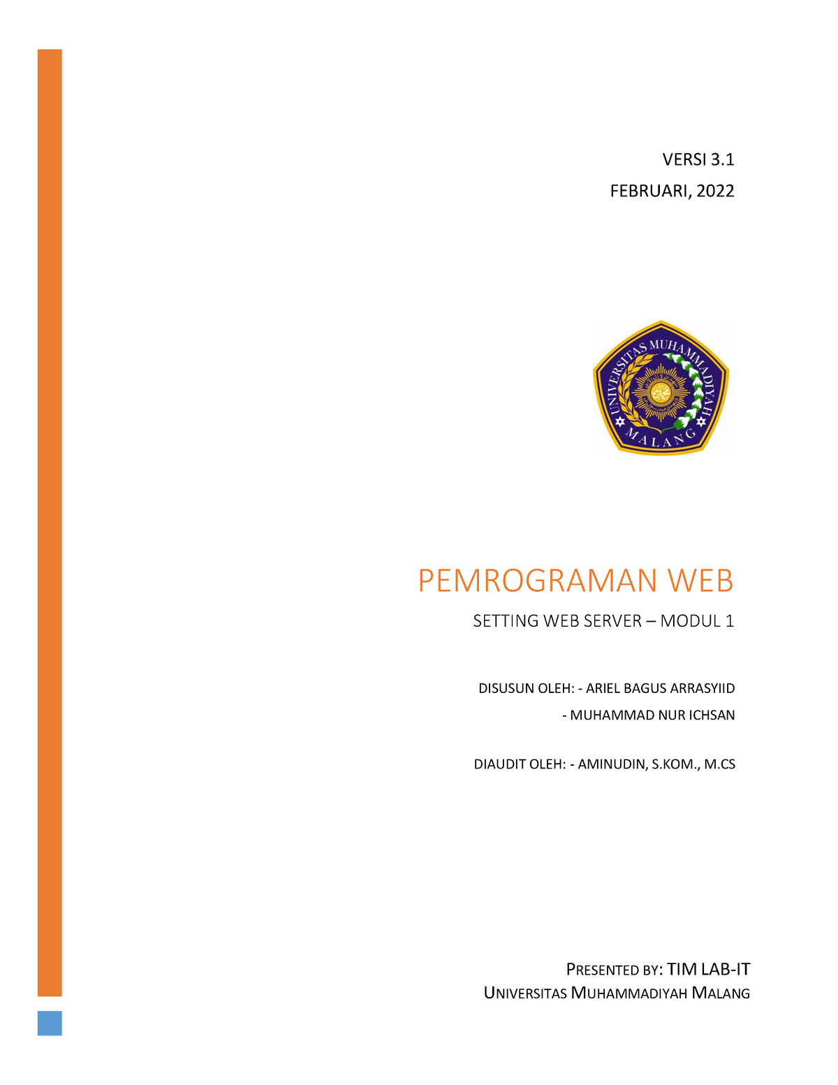 Prak.Pemrograman Web Modul 1 - VERSI 3. FEBRUARI, 2022 PEMROGRAMAN WEB ...