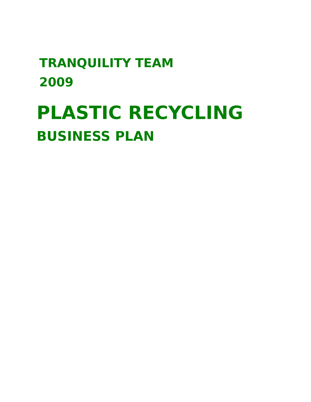 plastic recycling business plan template