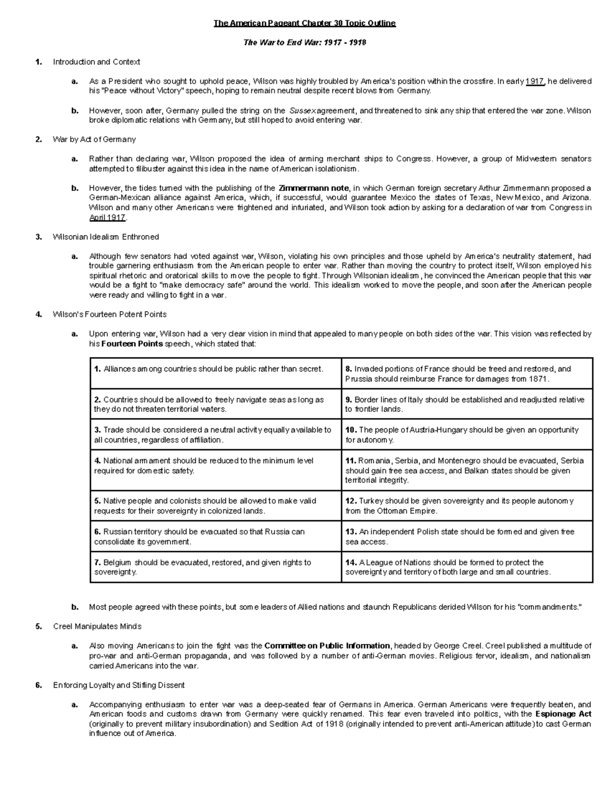 Apush Chapter 30 Topic Outline - The American Pageant Chapter 30 Topic ...