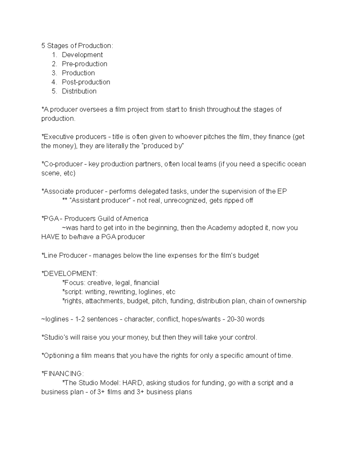 notes-for-the-midterm-5-stages-of-production-1-development-2-pre